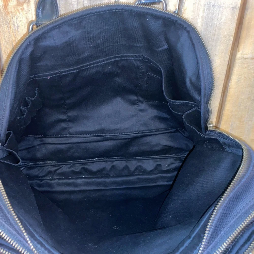 Fossil Black Canvas Laptop Nag with Leather Trim